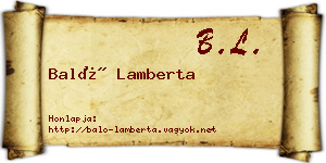 Baló Lamberta névjegykártya